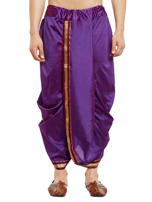 blue silk blend dhoti - 14794023 - Very Small Image - 1