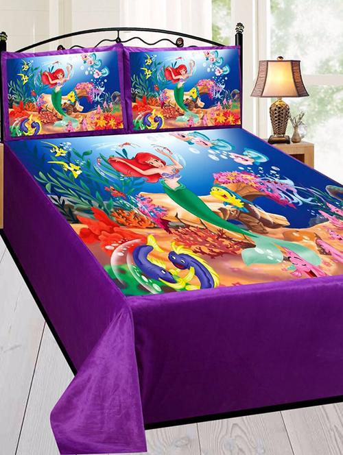 velvet digitally printed double bed sheet with 2 pillow covers - 14794401 - Very Small Image - 1