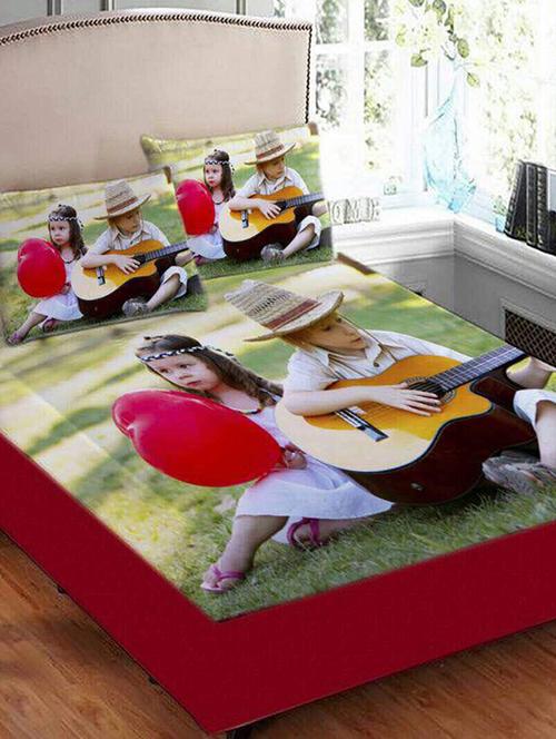 velvet digitally printed double bed sheet with 2 pillow covers - 14794410 - Very Small Image - 1