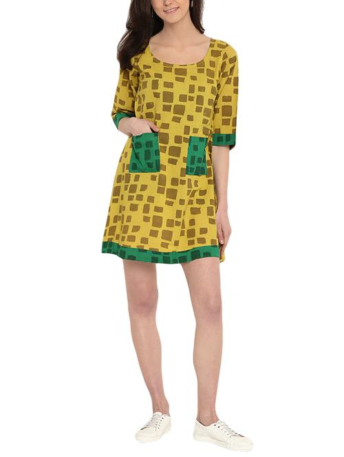 prathaa mustard cotton shift dress - 14794704 - Very Small Image - 1