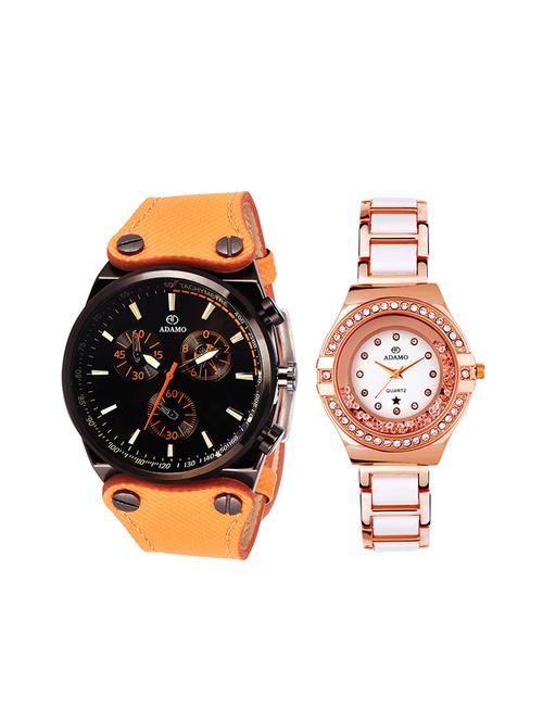 adamo invictus analog black, white dial couple's watch - 305no02-352km01 - 14794881 - Very Small Image - 1