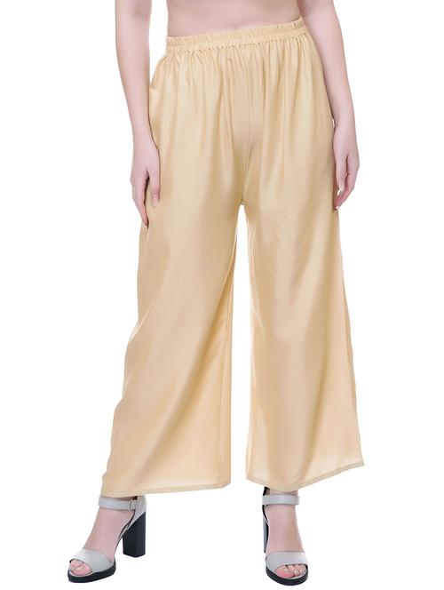 beige solid palazzo - 14795871 - Very Small Image - 1