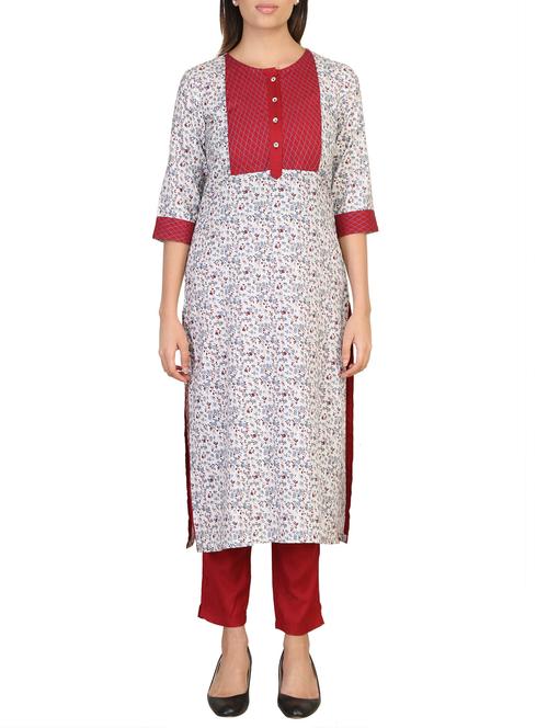 white cotton straight kurta - 14796031 - Very Small Image - 1