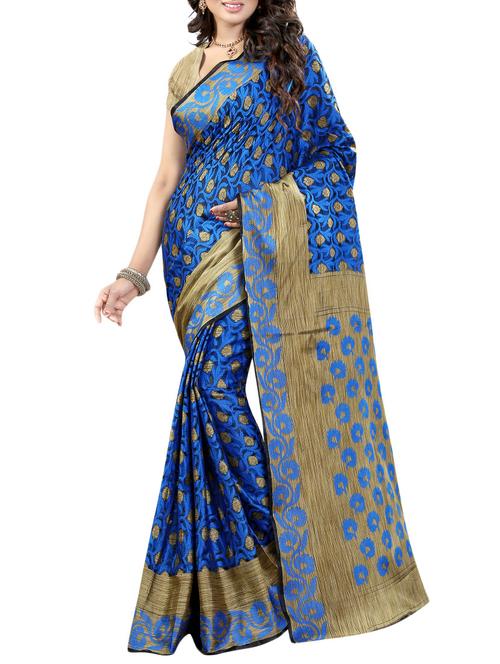 sky blue cotton saree with blouse - 14796271 - Very Small Image - 1