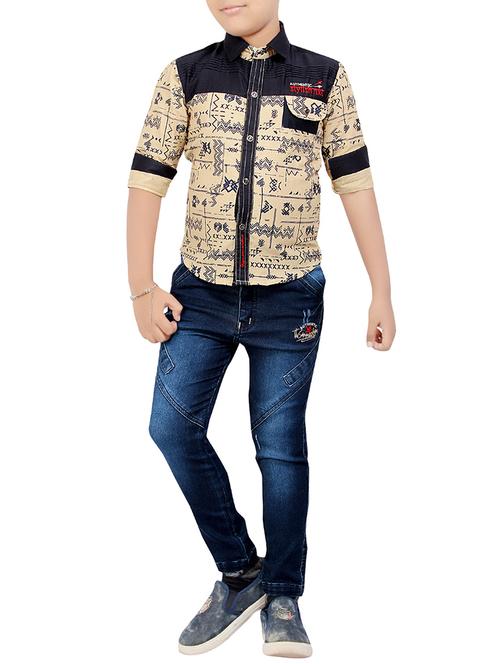 beige denim full length set - 14797876 - Very Small Image - 1