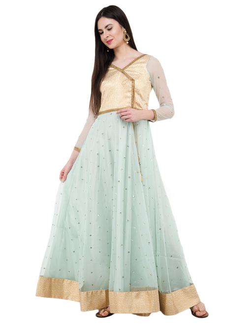 turquoise angrakaha stitched suit - 14799070 - Very Small Image - 1