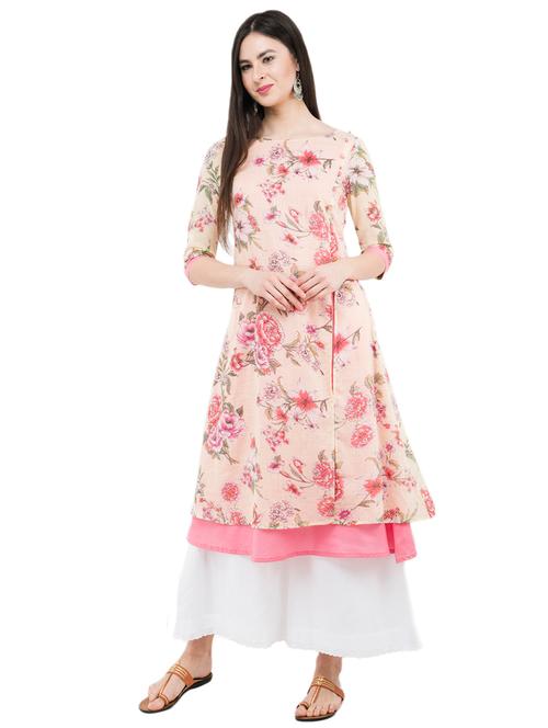 pink cotton kurta palazzo - 14799072 - Very Small Image - 1