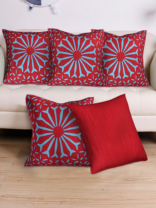 cotton cut work set of 5 cushion covers - 14799957 - Very Small Image - 1