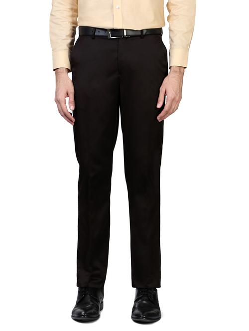 brown cotton blend flat front formal trouser - 14801694 - Very Small Image - 1