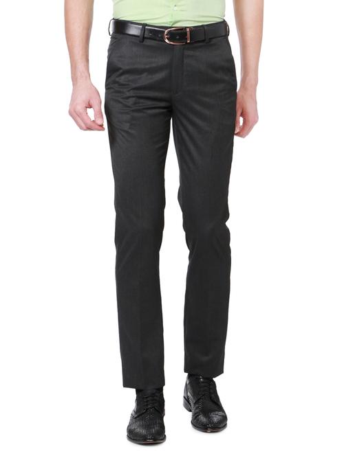 grey polyester blend flat front formal trouser - 14801720 - Very Small Image - 1