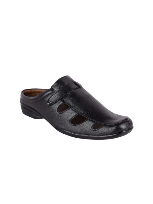 black leatherette slip on sandal - 14805003 - Very Small Image - 1