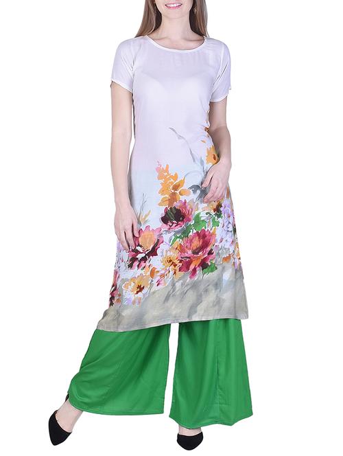 adesa white rayon straight kurta - 14805244 - Very Small Image - 1