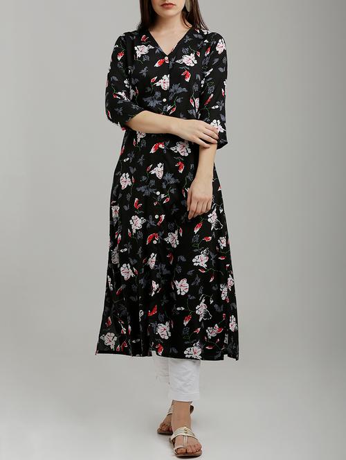 a-line printed  kurta - 14806401 - Very Small Image - 1
