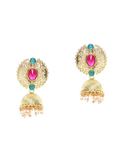 gold zinc jhumka earring - 14806493 - Very Small Image - 1