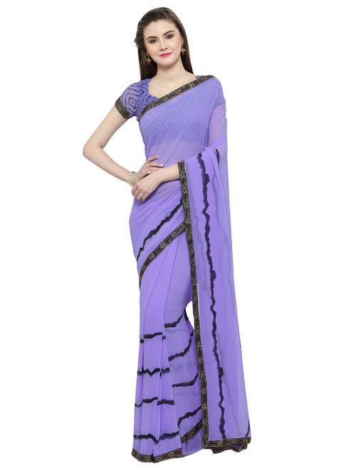 blue georgette printed saree with blouse - 14807056 - Very Small Image - 1