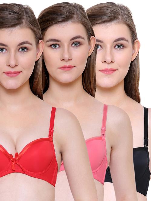 set of 3 multi colored push up bras - 14807888 - Very Small Image - 1