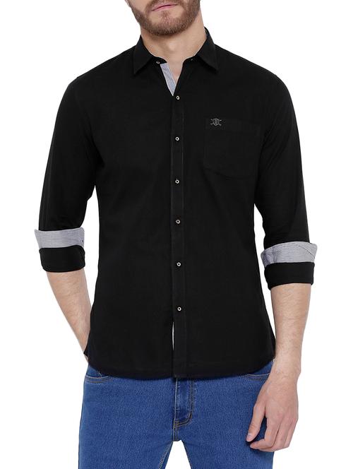 black cotton casual shirt - 14808300 - Very Small Image - 1