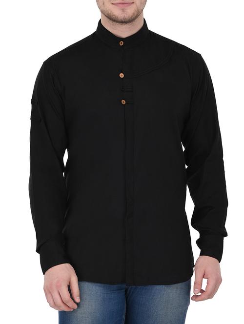 black linen casual shirt - 14808810 - Very Small Image - 1