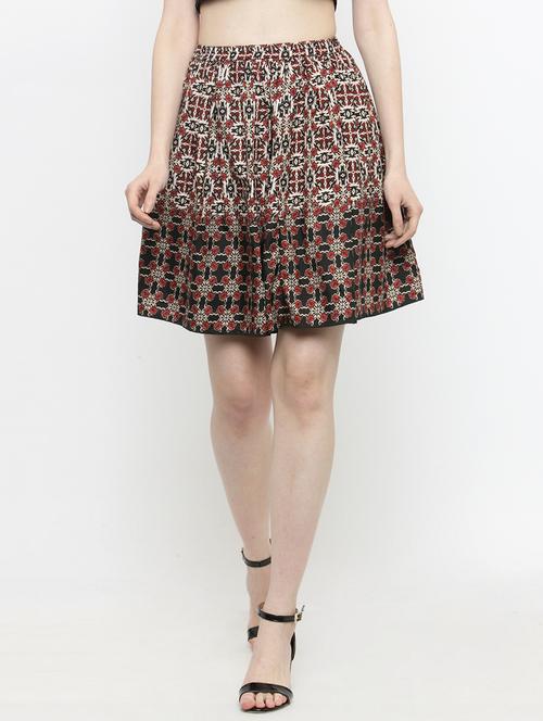 brown printed flared skirt - 14811731 - Very Small Image - 1