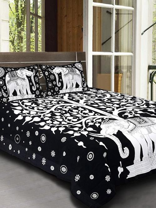 cotton jaipuri printed double bed sheet with 2 pillow cover - 14813431 - Very Small Image - 1