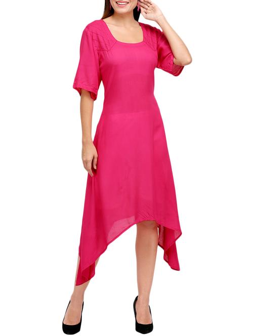 pink solid asymmetrical dress - 14813835 - Very Small Image - 1