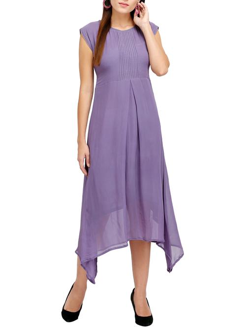 purple solid asymmetrical dress - 14813840 - Very Small Image - 1
