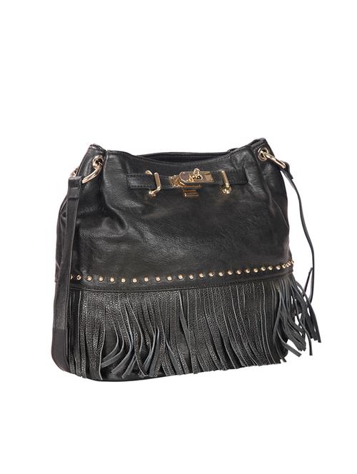 black leatherette  regular sling bag - 14815136 - Very Small Image - 1