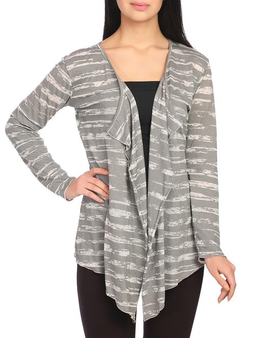 grey viscose asymmetric shrug - 14815886 - Very Small Image - 1