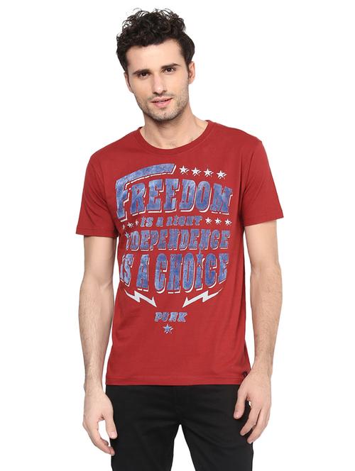 red cotton front print tshirt - 14816078 - Very Small Image - 1