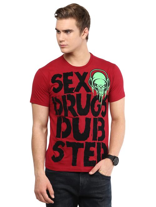 red cotton front print tshirt - 14816174 - Very Small Image - 1