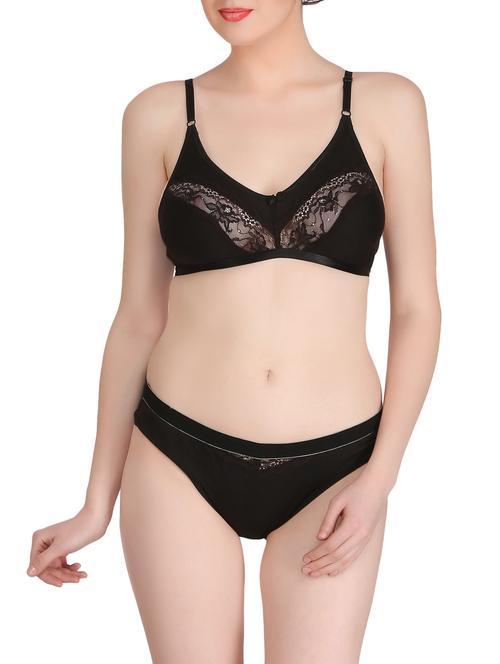black hosery bra and panty set - 14816410 - Very Small Image - 1