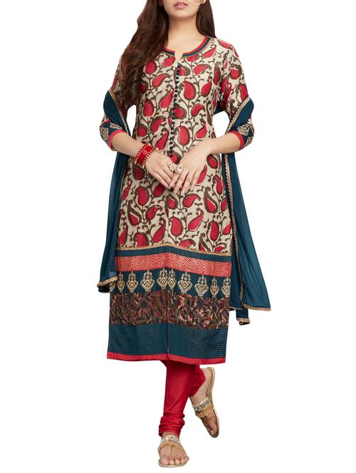 paisley printed churidaar suit set - 14816731 - Very Small Image - 1