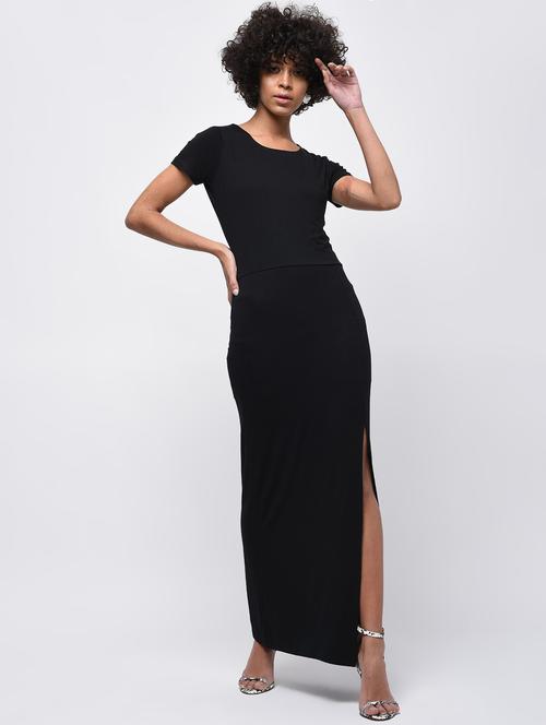 black solid maxi dress - 14817028 - Very Small Image - 1