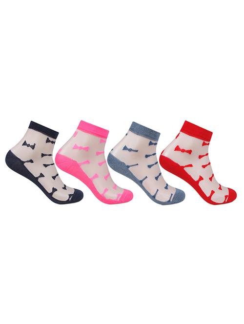 set of 4 multi colored cotton ankle length sock - 14818251 - Very Small Image - 1