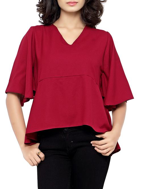 asymmetrical hem bell sleeved top - 14818351 - Very Small Image - 1