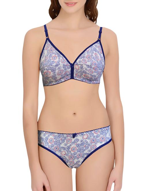 blue printed bras and panty set - 14818503 - Very Small Image - 1
