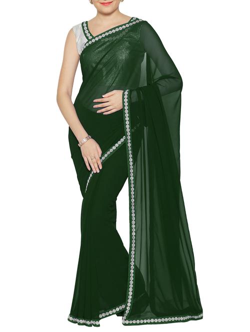 green bordered saree with blouse - 14821112 - Very Small Image - 1