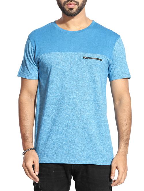 navy blue melange cut & sew t-shirt - 14842052 - Very Small Image - 1