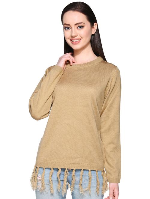 beige solid pullover - 14844284 - Very Small Image - 1