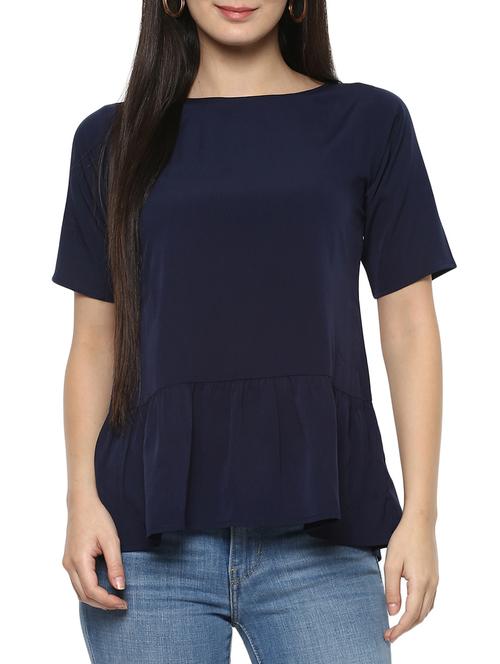 solid blue casual top - 14844830 - Very Small Image - 1