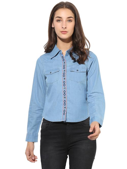 blue denim regular shirt - 14845630 - Very Small Image - 1