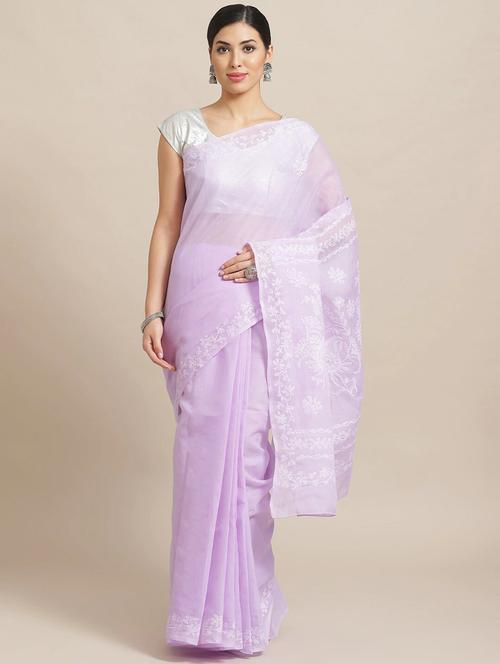 ada purple chikankari saree - 14845732 - Very Small Image - 1