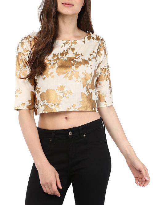 beige cotton crop top - 14846111 - Very Small Image - 1