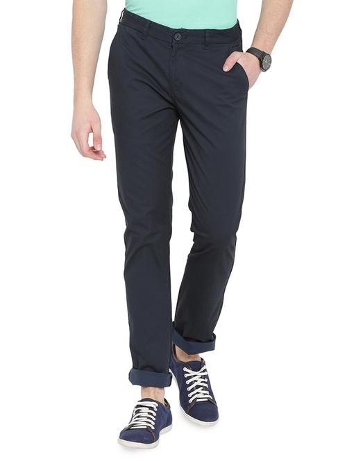 navy blue cotton chinos casual trousers - 14848007 - Very Small Image - 1