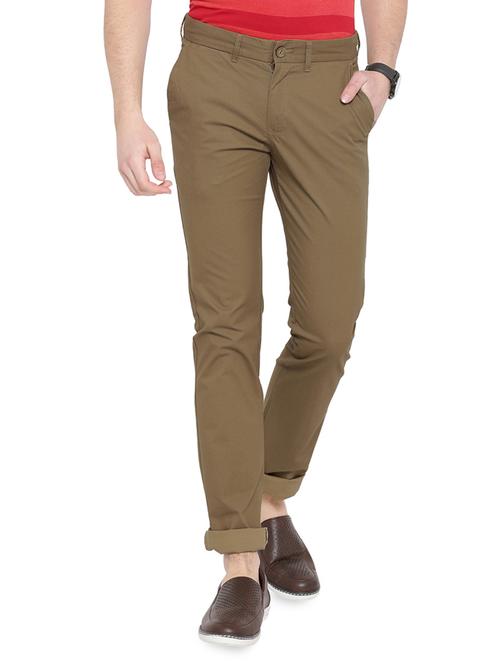 brown cotton chinos casual trousers - 14848008 - Very Small Image - 1