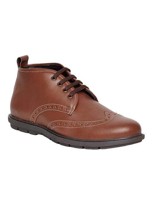 tan leatherette lace up derby shoes - 14848670 - Very Small Image - 1