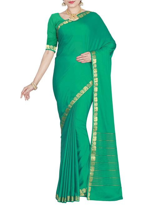 zari border mysore silk saree with blouse - 14850720 - Very Small Image - 1