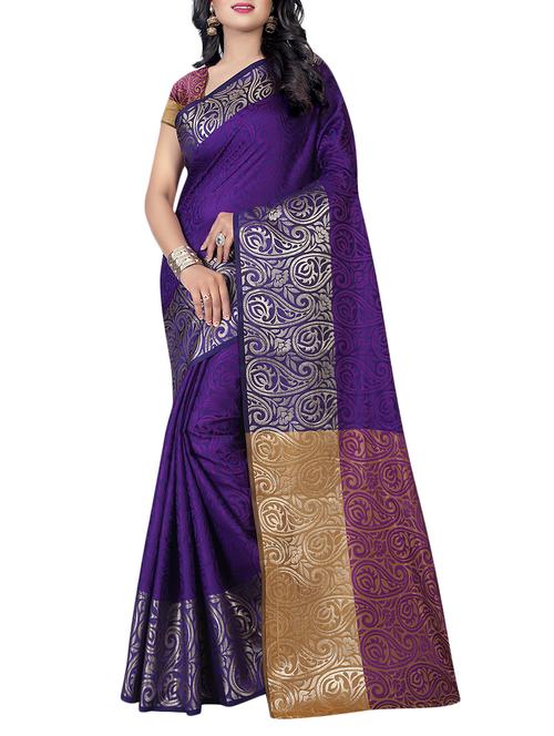 purple cotton silk paithani saree with blouse - 14850796 - Very Small Image - 1