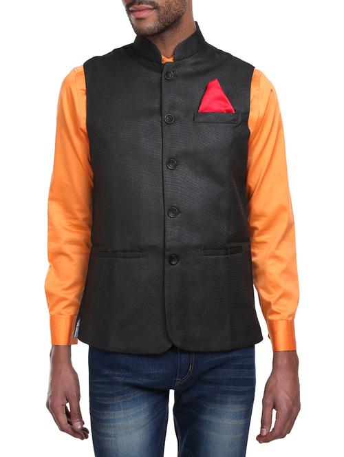grey cotton nehru jacket - 14852994 - Very Small Image - 1