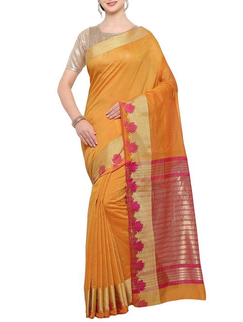 women's self design orange colored saree - 14853046 - Very Small Image - 1